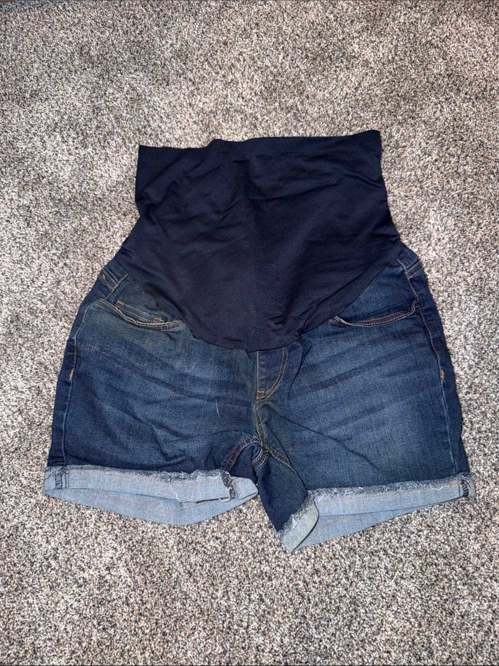 Time and Tru Navy Over-Belly Maternity Denim Shorts